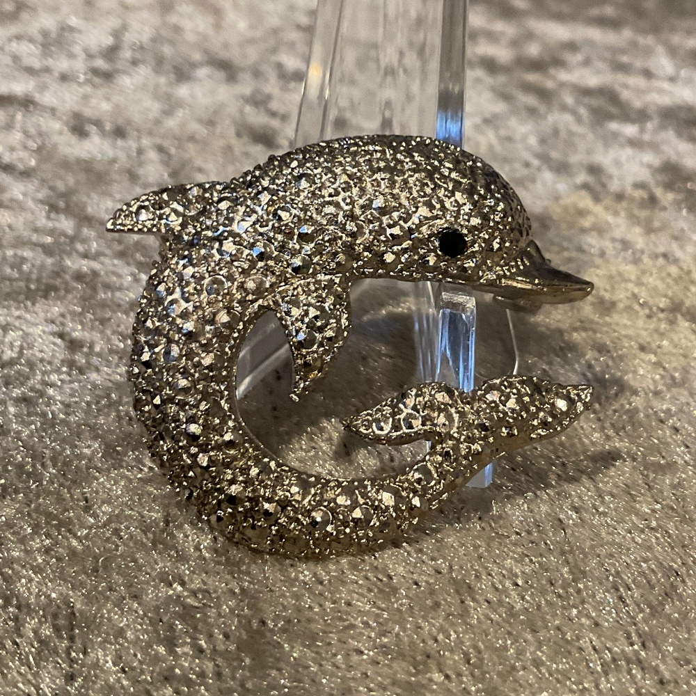 Vintage Silver Jumping Dolphin Porpoise Pin